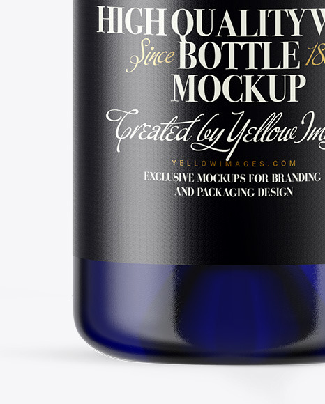 Blue Glass Wine Bottle Mockup