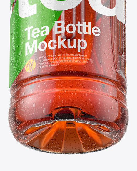 Tea Bottle with Condensation in Shrink Sleeve Mockup