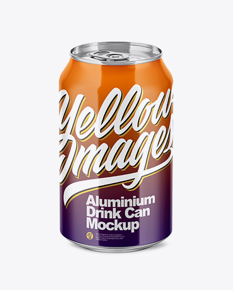 350ml Glossy Aluminium Can Mockup