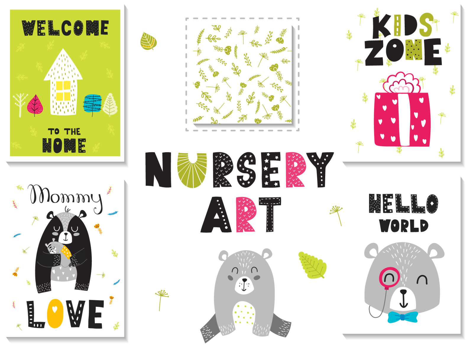 Big set of scandinavian cute bears. Сreative collection for your design Big set of scandinavian cute bears. Сreative collection for your design