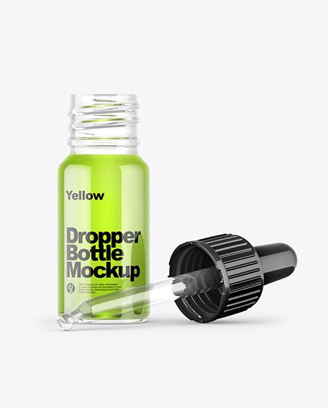 Opened Clear Dropper Bottle Mockup