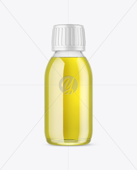 Clear Glass Bottle with Oil Mockup