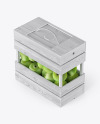 Wooden Crate with Apples Mockup - Half Side View