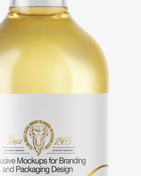 Clear Glass White Wine Bottle Mockup