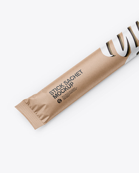 Kraft Stick Sachet Mockup - Half Side View