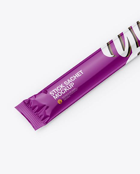 Glossy Stick Sachet Mockup - Half Side View