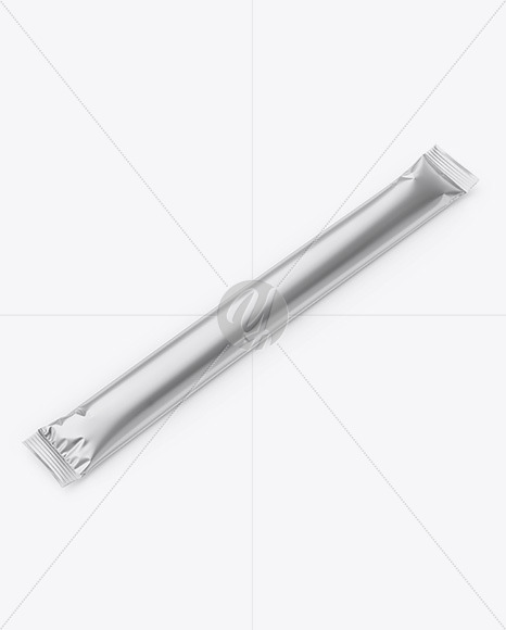 Metallic Stick Sachet Mockup - Half Side View
