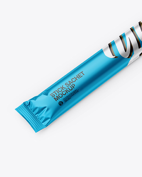 Metallic Stick Sachet Mockup - Half Side View