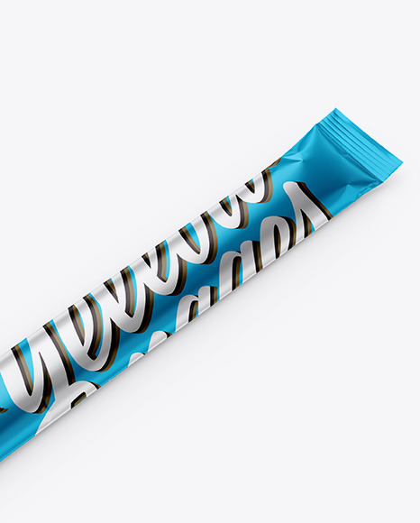 Metallic Stick Sachet Mockup - Half Side View