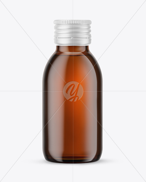 100ml Amber Glass Bottle in Shrink Sleeve Mockup