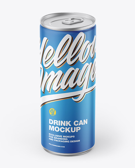 Metallic Drink Can w/ Matte Finish Mockup