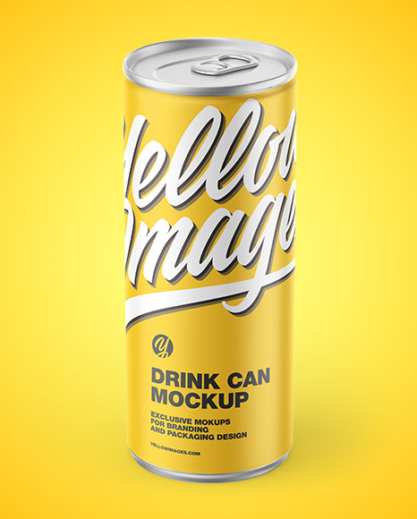 Metallic Drink Can w/ Matte Finish Mockup