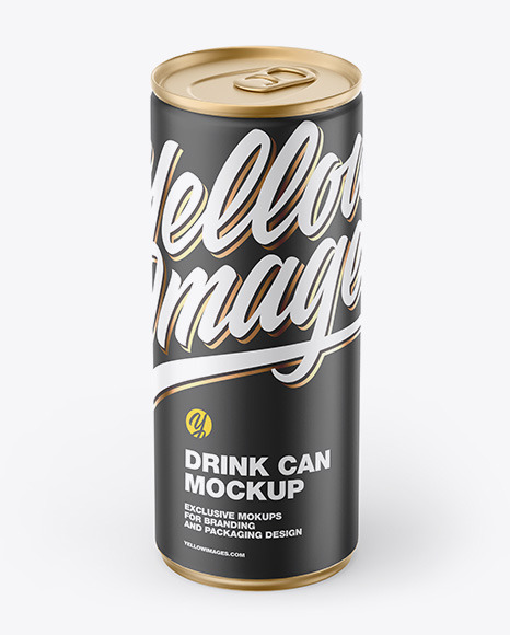 Metallic Drink Can w/ Matte Finish Mockup