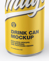 Metallic Drink Can w/ Matte Finish Mockup