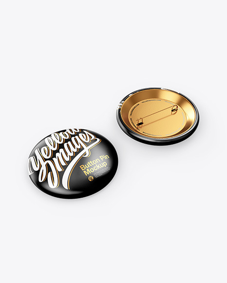 Two Circle Button Pins Mockup