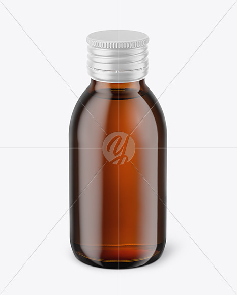 100ml Amber Glass Bottle in Shrink Sleeve Mockup