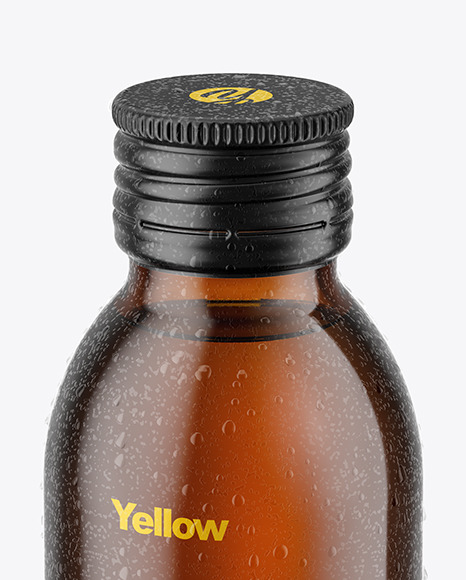 100ml Amber Glass Bottle in Shrink Sleeve Mockup