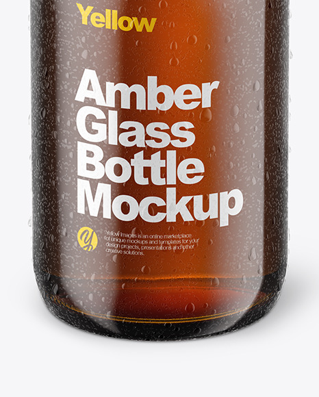 100ml Amber Glass Bottle in Shrink Sleeve Mockup