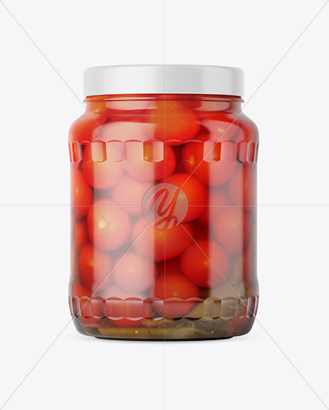 Clear Glass Jar with Tomatoes Mockup