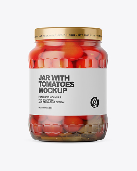 Clear Glass Jar with Tomatoes Mockup