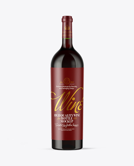 Green Glass Red Wine Bottle Mockup