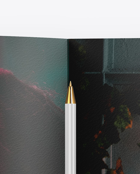 Landscape Booklet With Pen Mockup