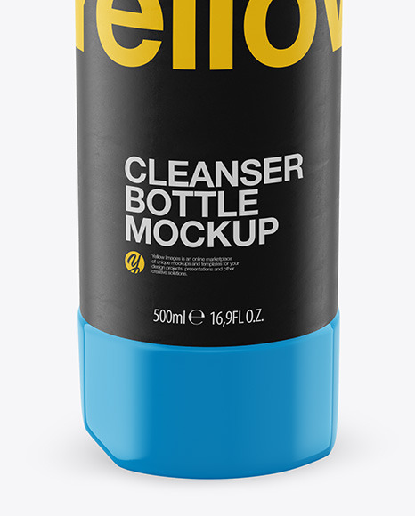 500ml Glossy Plastic Toilet Bowl Cleaner Bottle Mockup - Front View (High Angle Shot)