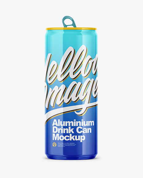 250ml Glossy Aluminium Drink Can Mockup