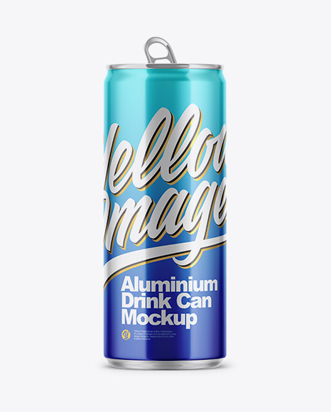 250ml Glossy Aluminium Drink Can Mockup