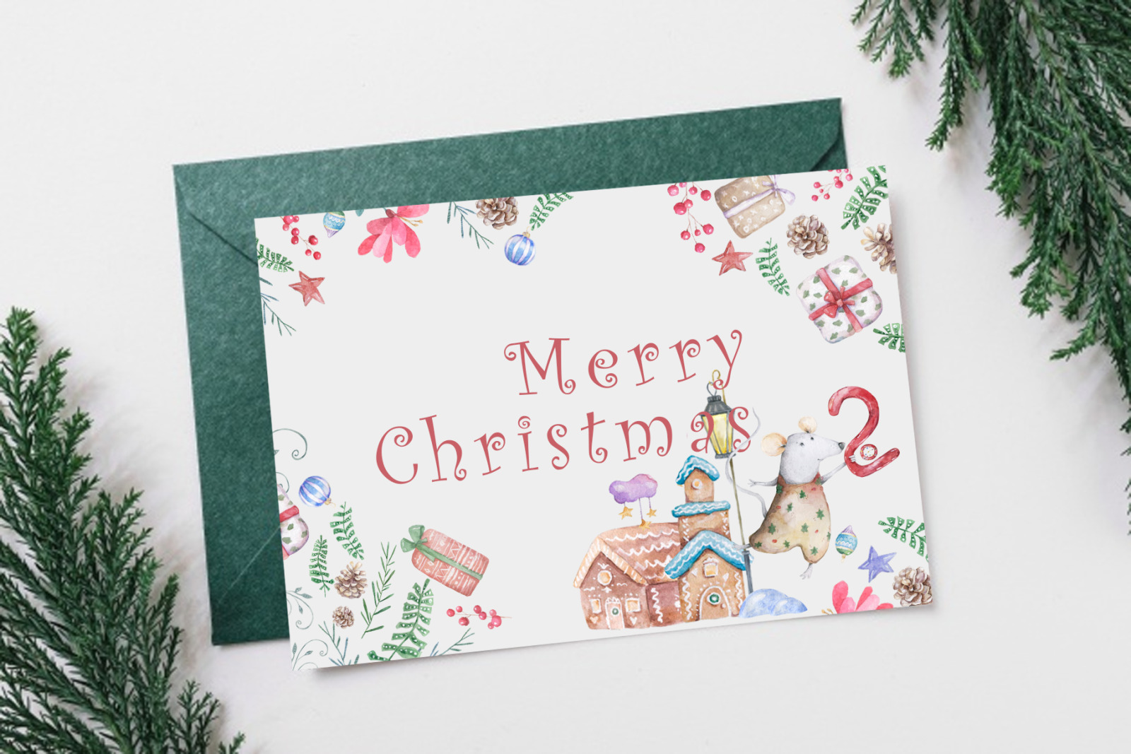 Christmas Story Watercolor cute Rats Christmas Story Watercolor cute Rats