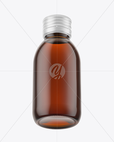 100ml Amber Glass Bottle in Shrink Sleeve Mockup