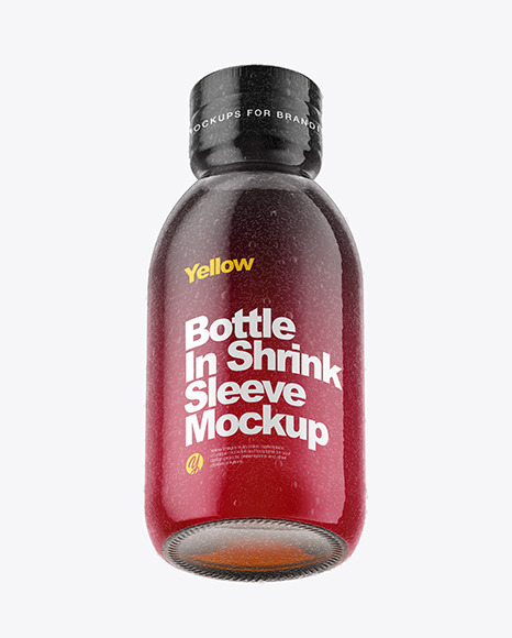 100ml Amber Glass Bottle in Shrink Sleeve Mockup