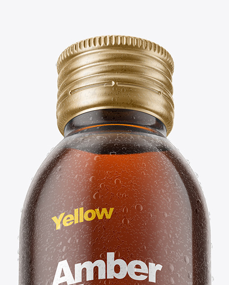 100ml Amber Glass Bottle in Shrink Sleeve Mockup