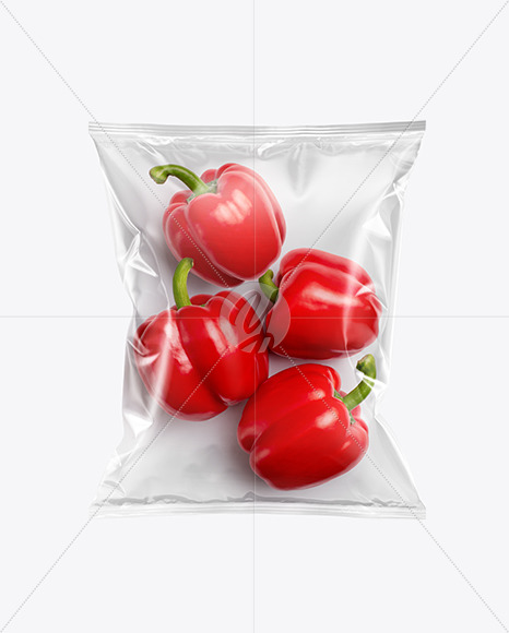 Plastic Bag With Red Sweet Peppers Mockup