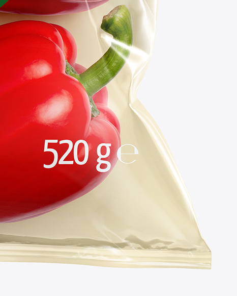 Plastic Bag With Red Sweet Peppers Mockup