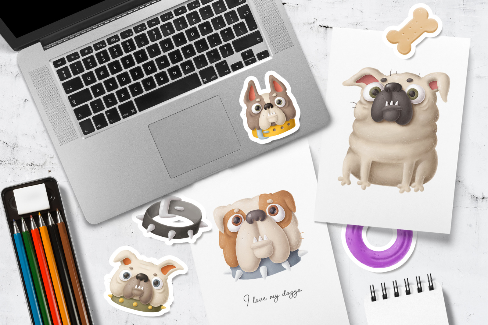 Funny digital dogs characters bundle