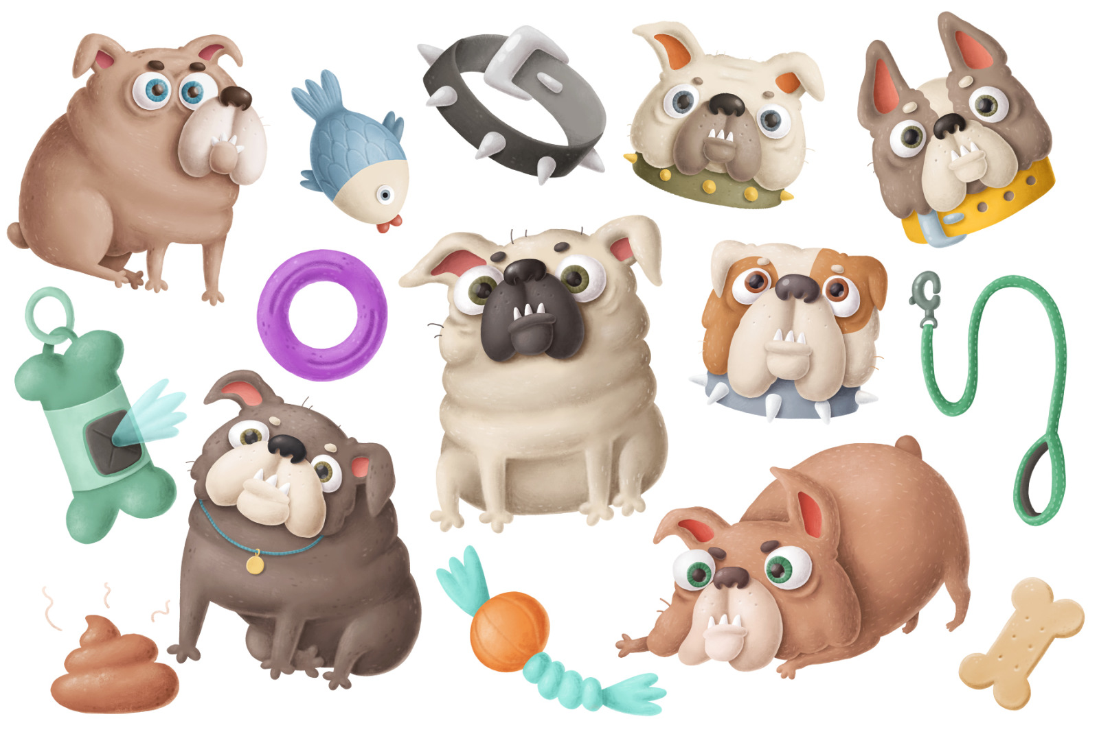 Funny digital dogs characters bundle