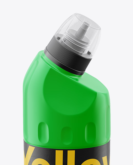500ml Matte Plastic Toilet Bowl Cleaner Bottle Mockup - Front View (High Angle Shot)