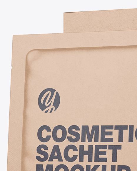 Kraft Paper Box with Kraft Sachet Mockup