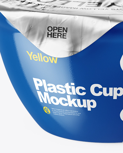 Glossy Plastic Cup with Foil Lid Mockup