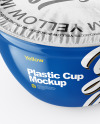 Glossy Plastic Cup with Foil Lid Mockup