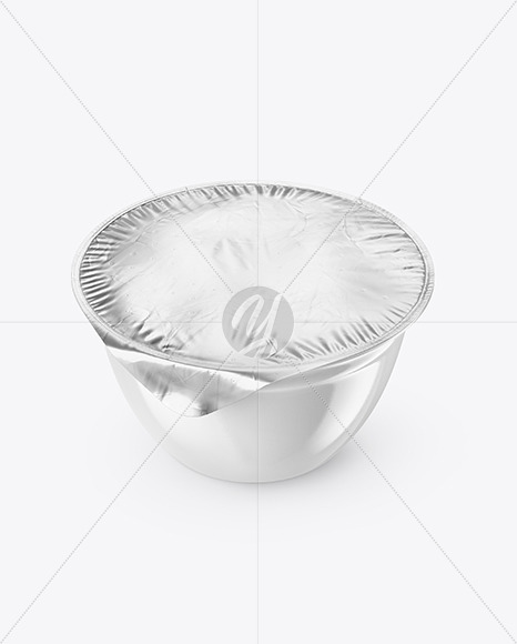 Glossy Plastic Cup with Foil Lid Mockup