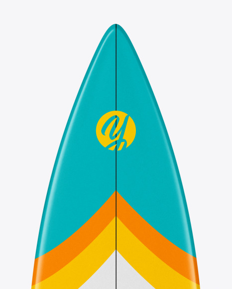 Surfboard Shortboard with Colored Border Mockup - Front View