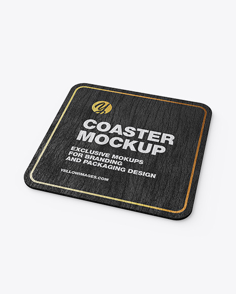 Wood Beverage Coaster Mockup