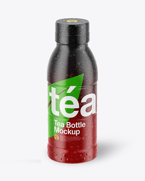 Tea Bottle with Condensation in Shrink Sleeve Mockup