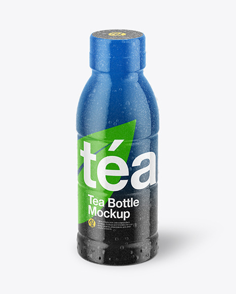 Tea Bottle with Condensation in Shrink Sleeve Mockup