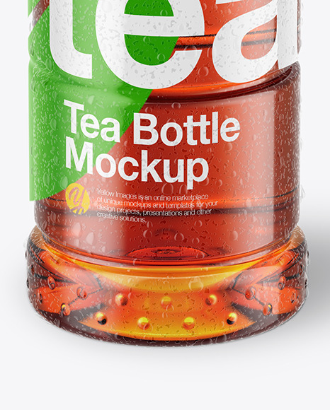 Tea Bottle with Condensation in Shrink Sleeve Mockup