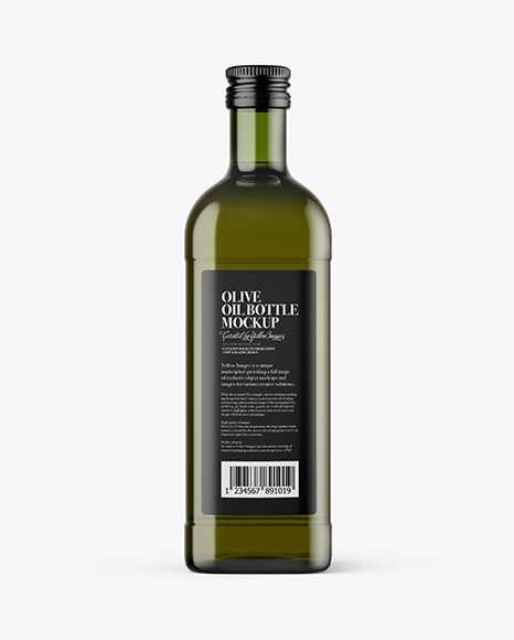 Green Glass Olive Oil Bottle Mockup