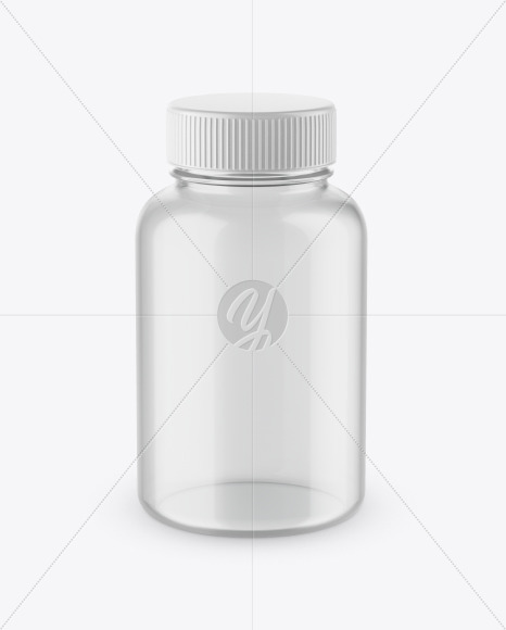 Empty Clear Glass Pills Bottle Mockup