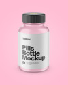 Empty Clear Glass Pills Bottle Mockup